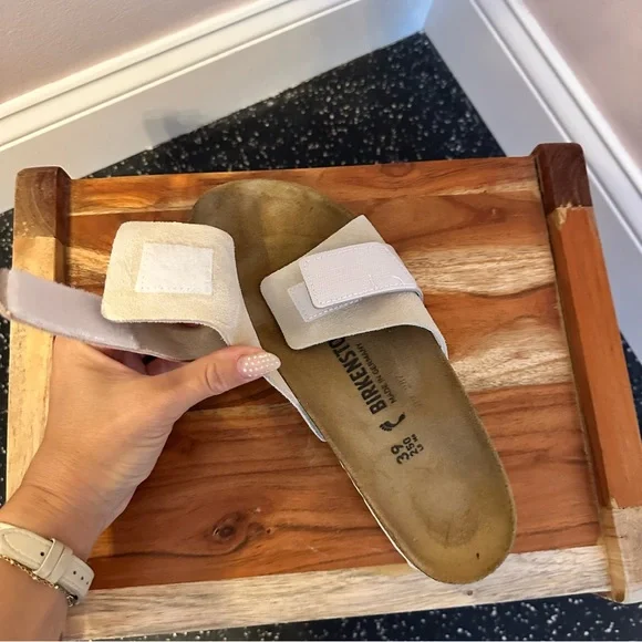 Birkenstock Cream Suede Slip-On Sandals - Picture 8 of 8